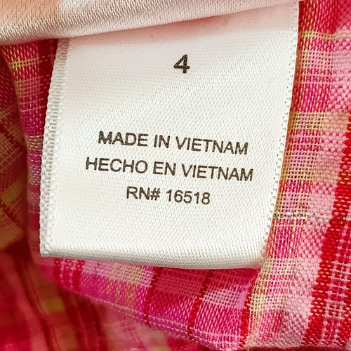 Pink Plaid A Line Dress 4 Jenny & Me Polka Dot Trim Tulle Hem Metallic Weaving - Picture 7 of 9