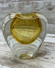 VASE VTG Glass Heart Vase Controlled Bubbles Vase 6 Tall