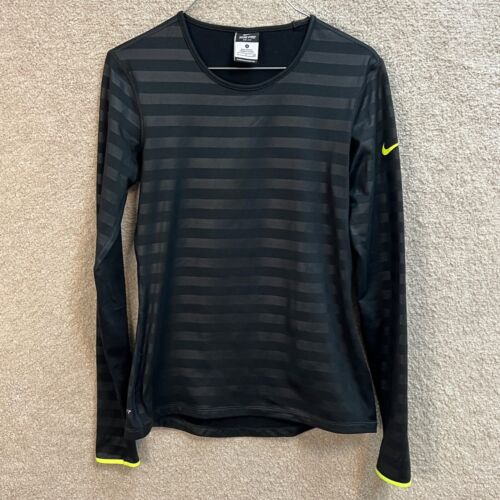 Nike Pro Dri Fit Women’s Small Black Stripe Fleece Pullover Sweatshirt