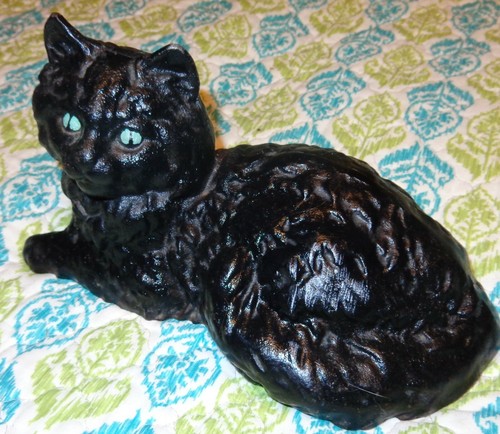 FIGURINA FIGURA GATTINO GATTO DECORAZIONE HALLOWEEN METALLO GHISA NERO FERMAPORTA - Foto 6 di 6