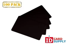Pack of 100 Black CR80 Standard Size PVC Cards | 30 mil Thickness by easyIDea