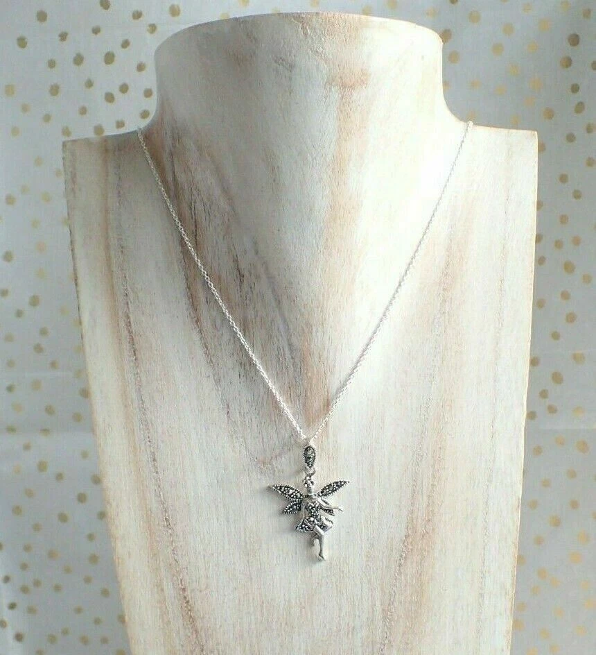 Collana ciondolo fata vera marcasite naturale con GARANZIA argento 925 NUOVA  - Immagine 2 di 4