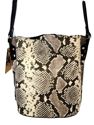 Patricia Nash Lavello Leather Crossbody Bucket Bag-Python-NWT-Orig. $229.00