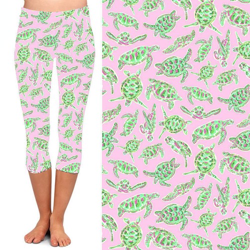 Sea Turtle Sea Life Ocean Women's CAPRI Leggings TC2 Extra Plus Size 18-24 - Picture 2 of 2
