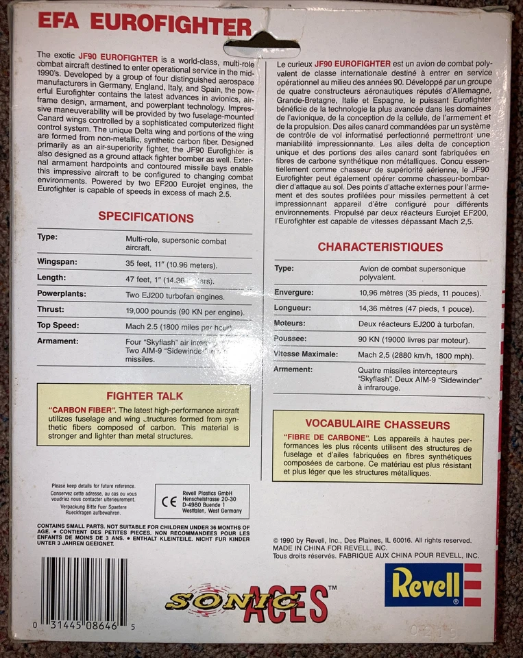 Revell Sonic Aces Diecast Model EFA Eurofighter Die Cast Metal 1990 - Image 2 of 2