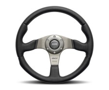 Momo Rce35bk1b Race 350mm Black Leather Steering Wheel Universal