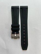 22mm Waterproof BLACK Sailcloth Pattern Strap Rubber GREEN Rolex Sea-Dweller