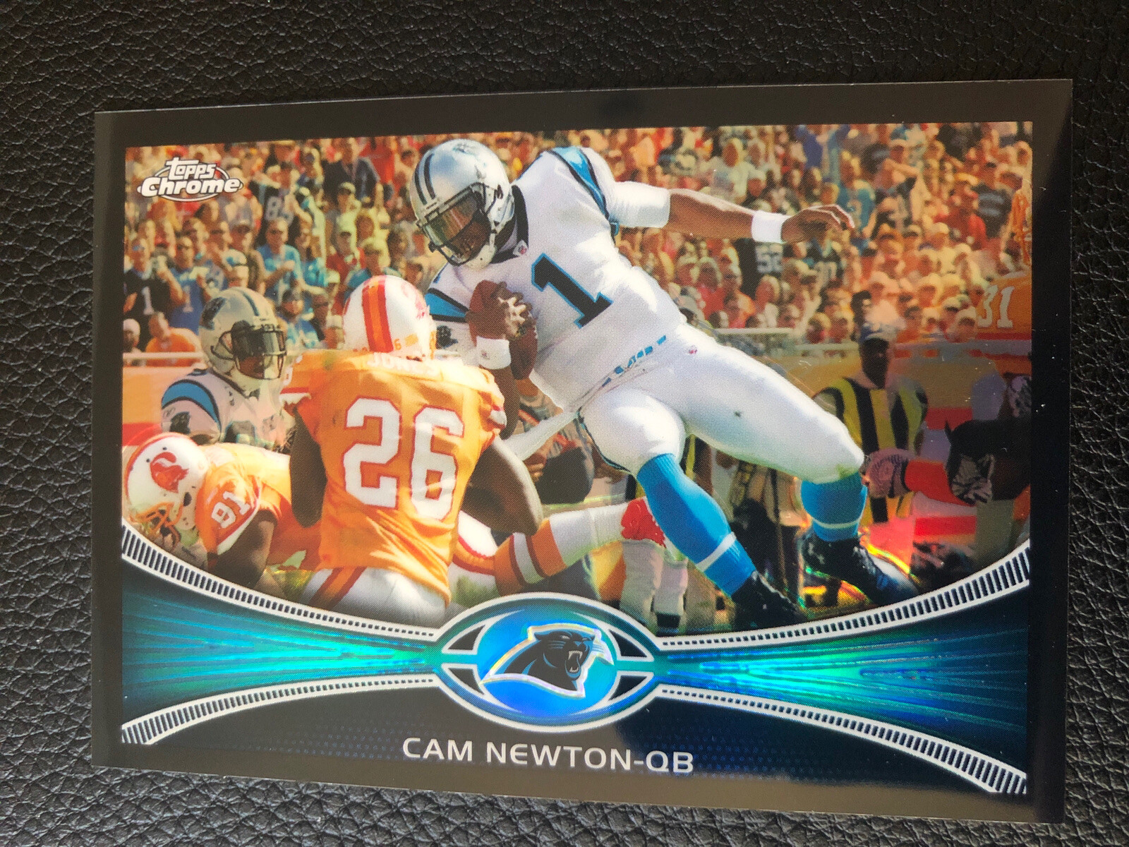 CAM NEWTON BLACK REFRACTOR TOPPS CHROME 2012 PANTHERS 225/299 FOOTBALL CARD
