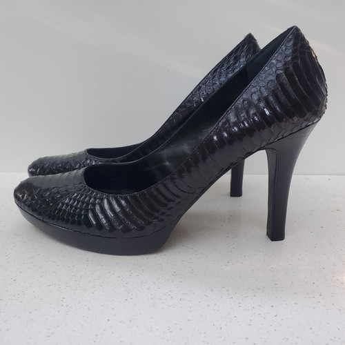 Black Snakeskin Heels Pump Shoes Size 