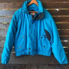 Vtg Roffe Mens Sz Xl Ski Blue Full Zip Insulated Puffer Coat Jacket Hong Kong A9