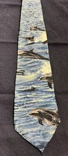 Vintage Silk neck tie for men Endangered Species - Dolphin - 4  x 56  