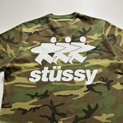 Stussy Surfwalk Graphic Woodland Camouflage T Shirt Men's Medium