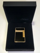 ST Dupont Ligne Line 2 Black Gold TRIBUTE Lighter Dual Flame w/Box & Case NEW