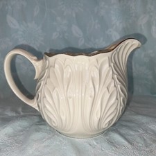 Cottage Lenox Pitcher W/Ice Lip Acanthus Leaf Ivory GOLD Rim 48oz