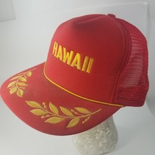 Vintage Hawaii Snapback Trucker Hat Cap Mesh Foam Rope Gold Leaf Scrambled Egg