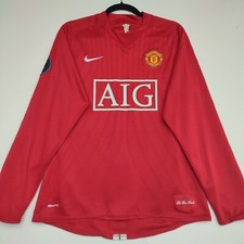 Manchester United 2007 - 2009 Nike Long Sleeve Home Football Shirt Men's Medium