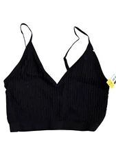 No Boundaries Black Soot Seamless Puffy Rib Brami Cami Bra NWT Large