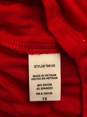 ポケット Women Plus Size Red Tunic Blouse 1X Boho Chic Casual Soft Girl Top