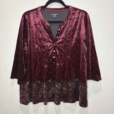 Croft & Barrow Top Women XL Petite Burgundy V...