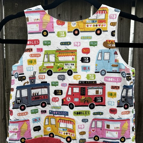 Handmade With Love Food Truck Taco Truck Sleeveless Girls Jumper Dress Sz 8-10 - Picture 2 of 5