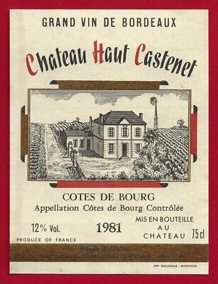 75/4 Etikett Label Bordeaux CÔTES DE BOURG 1985 CHÂTEAU TAYAC CUVÉE RESERVIERT