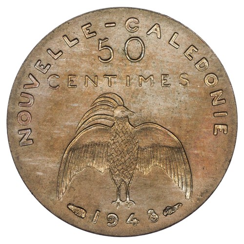 France Nouvelle-Calédonie 50 centimes 1948 ESSAI sans listel nickel-bronze KM.E1 - Picture 2 of 2