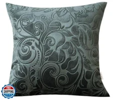 TangDepot Heavy Velvet Embossing Throw Pillow Cover, Classis Floral Anaglyph 