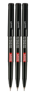 3 Extra Fine Tip Permanent Marker Pen Black CD / DVD/OHP Marker Water Proof Ink