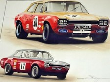 PRINT ALAN MANN FORD ESCORT LIMITED EDITION SIGNED ART DUGAN