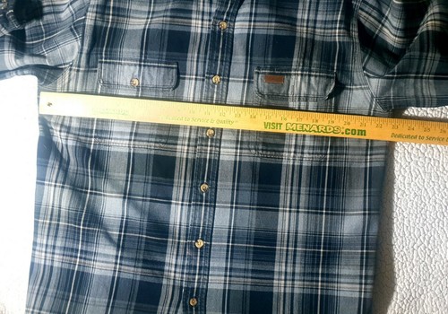 Carhartt para hombre talla grande azul a cuadros manga larga franela abotonada algodón Usado en excelente estado - Imagen 7 de 14