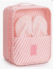 Mossio Shoe Bag Travel Storage Pouch Organizer Pink Stripe Unisex Luggage