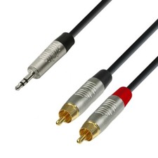 3.5mm Mini Headphone Jack - 2x RCA Phono Lead iPod Laptop to PA Mixer 1.5 Metre 