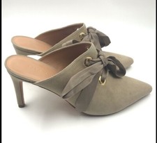Ulla Johnson Oona Beige Tan Suede Pointed Toe Heel Mules size EU 36 US 5.5