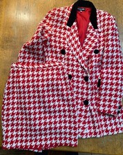 Vintage PHILIPPE ADEC Paris Red White Wool Skirt Suit Size 10. original 425 