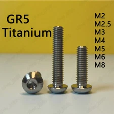 Titanium GR5 ISO7380 Hex Socket Bolts Button Head Screws M2 M2.5 M3 M4 M5 M6 M8