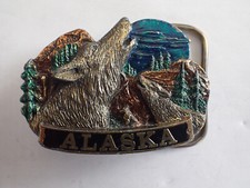 THE GREAT AMERICAN BUCKLE CO MULTI COLOR ALASKA WOLF BELT BUCKLE