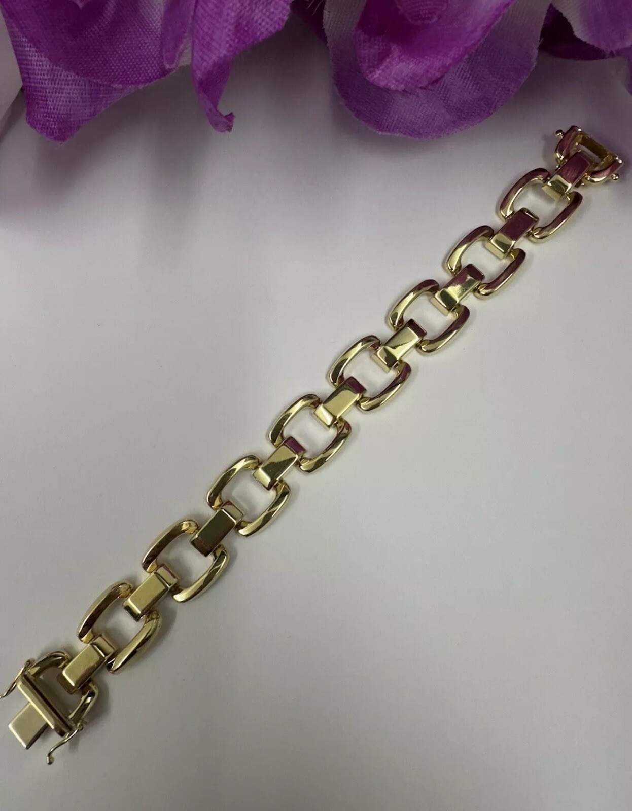 Pretty Square & Bar Fancy Unusual Ring 18ct Bracelet