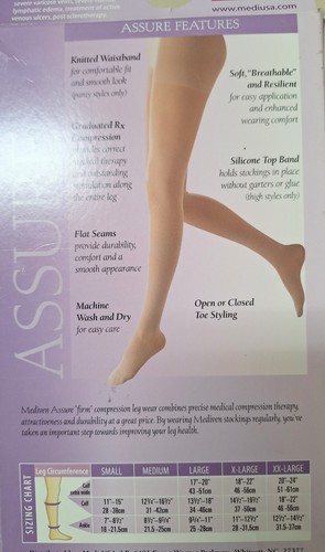 MEDI Assure Medical Compression Stocking 30-40 mmHg Calf Closed Toe Beige Large - Picture 2 of 3