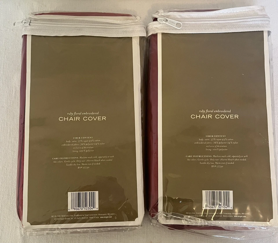 (2) ¡Cubiertas para sillas de comedor Target Red Fabric 42"" San Valentín! Sin brazos ~ Nuevo Foto 2 de 3