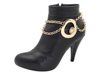 New Women Gold Metal Chain Boot Bracelet Shoe Art Deco Charm Bling Style Jewelry