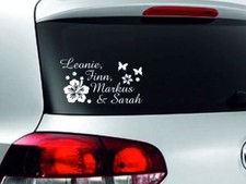 Baby Aufkleber Kids Kinder AUTO TWINS Geschwister Blume Hibiskus 4 x Name 64