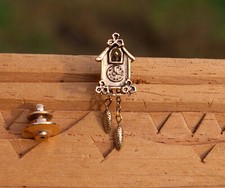 Avon Cuckoo Clock 1 1/4" Gold Tone Metal Lapel Pin Pinback