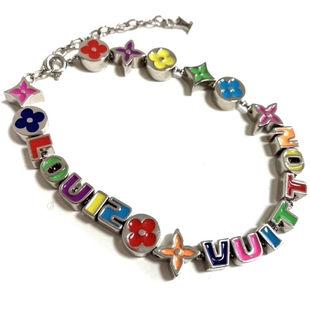 LOUIS VUITTON Monogram Party Bracelet Silver Multicolor LOUIS VUITTON Monogram Party Bracelet Silver Multicolor