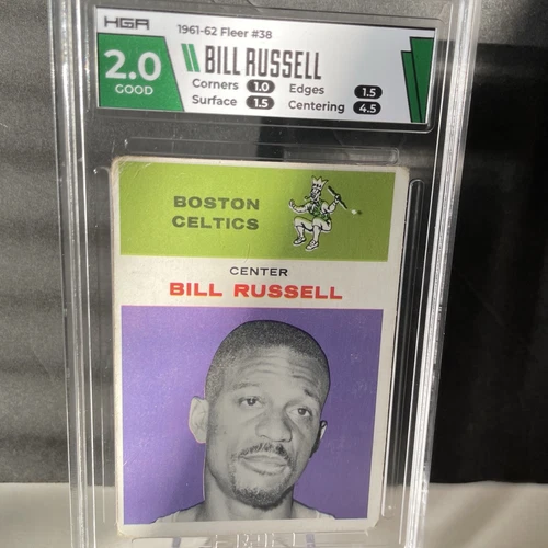 1961-62 Fleer #38 Bill Russell Graded HGA  2 Boston Celtics NBA Basketball Hof
