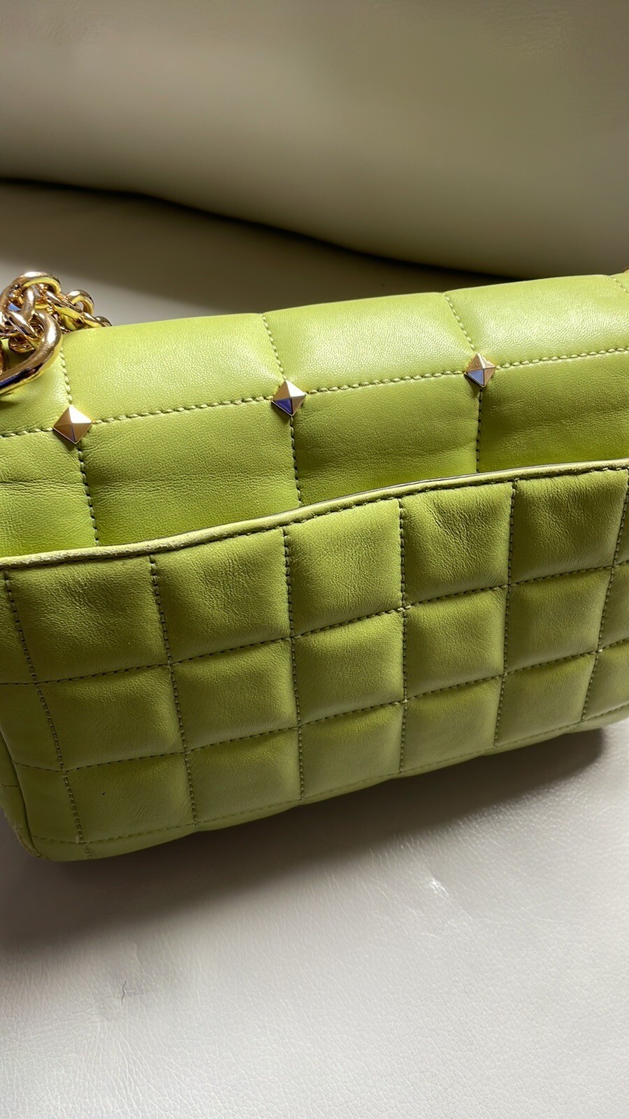 SoHo Large Studded Quilted Leather Shoulder Bag Gem