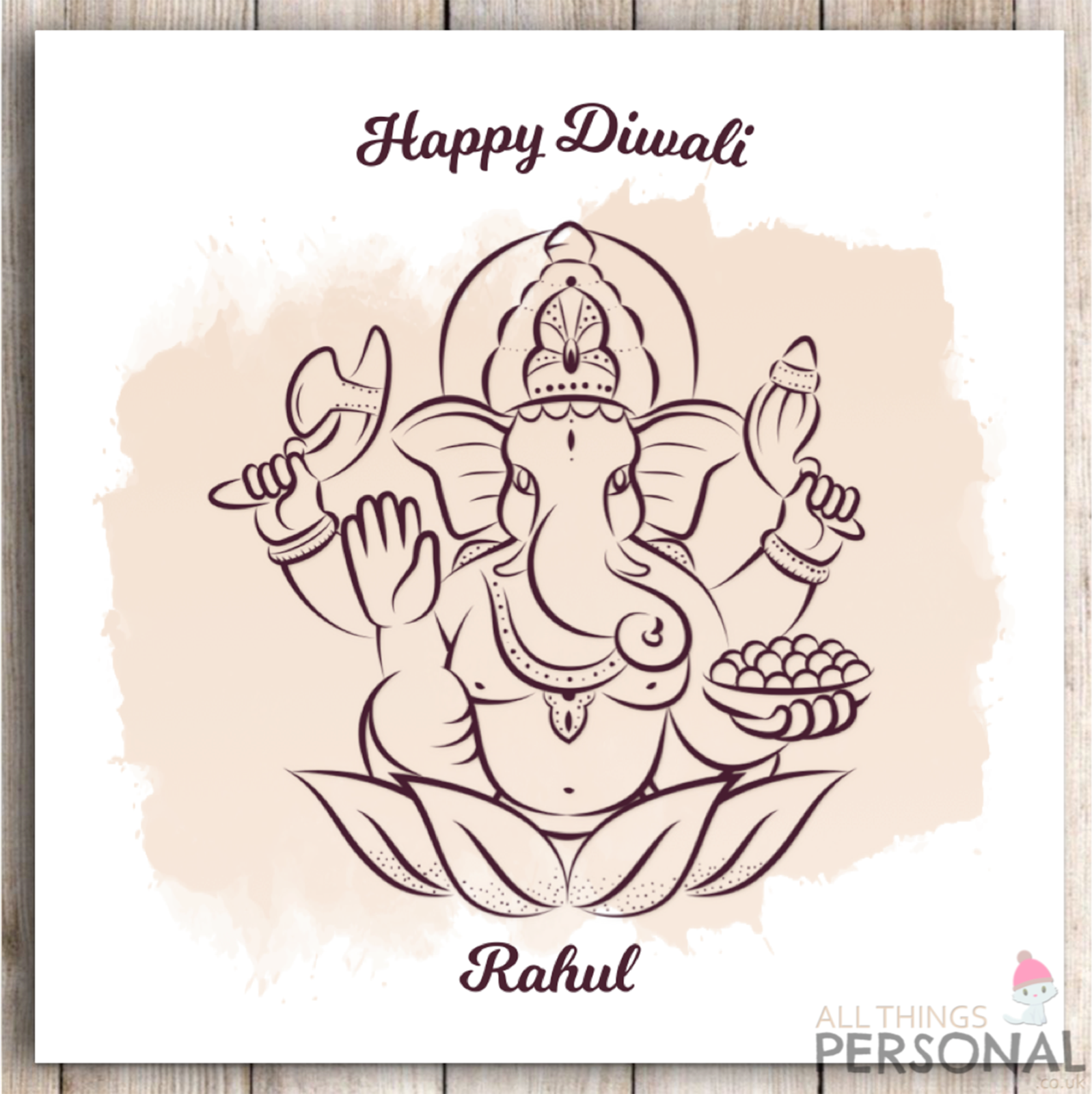 Happy Diwali and New Year Hindu Diva Greetings Card Ganesh Traditional Ganesha