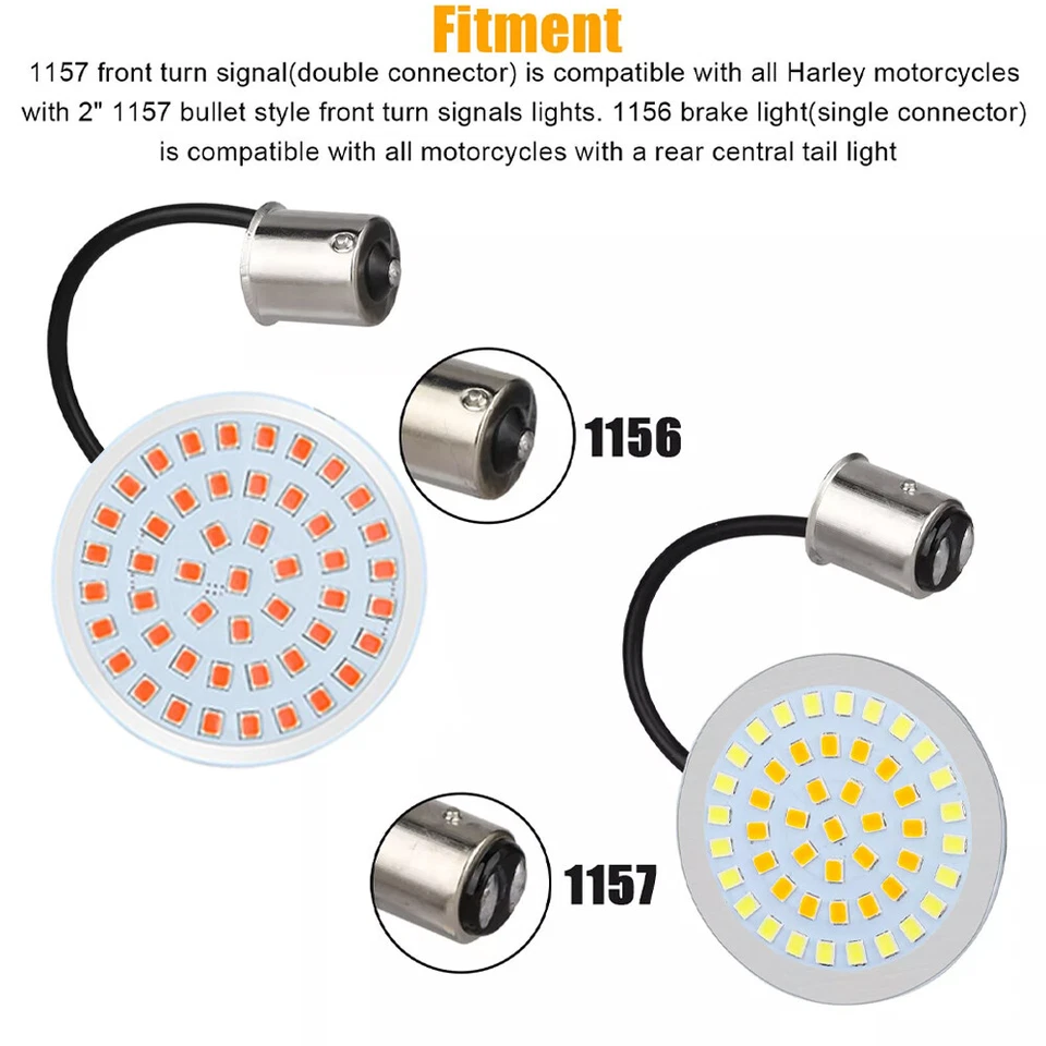 1157 LED Turn Signal Lights Smoke Lens For Harley Touring Sportster Softail Dyna - Image 2 of 4