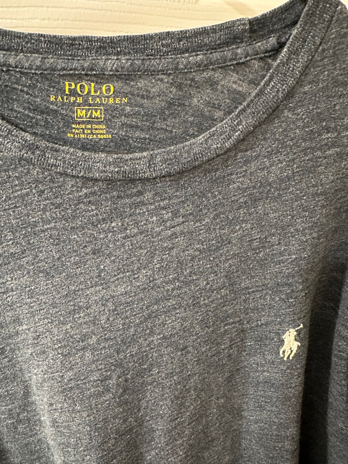 T shirt Polo Ralph Lauren donna LS grigio erica Medium M logo iconico pony