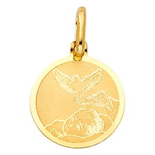 14K Yellow Gold Religious Baptism Communion Catholic Pendant For Necklace Chain