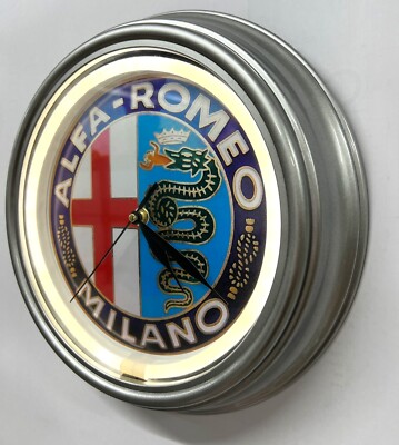 Alfa Romeo 1915-1925 weiße LED ''Neoneffekt'' Wanduhr Garage Werbung